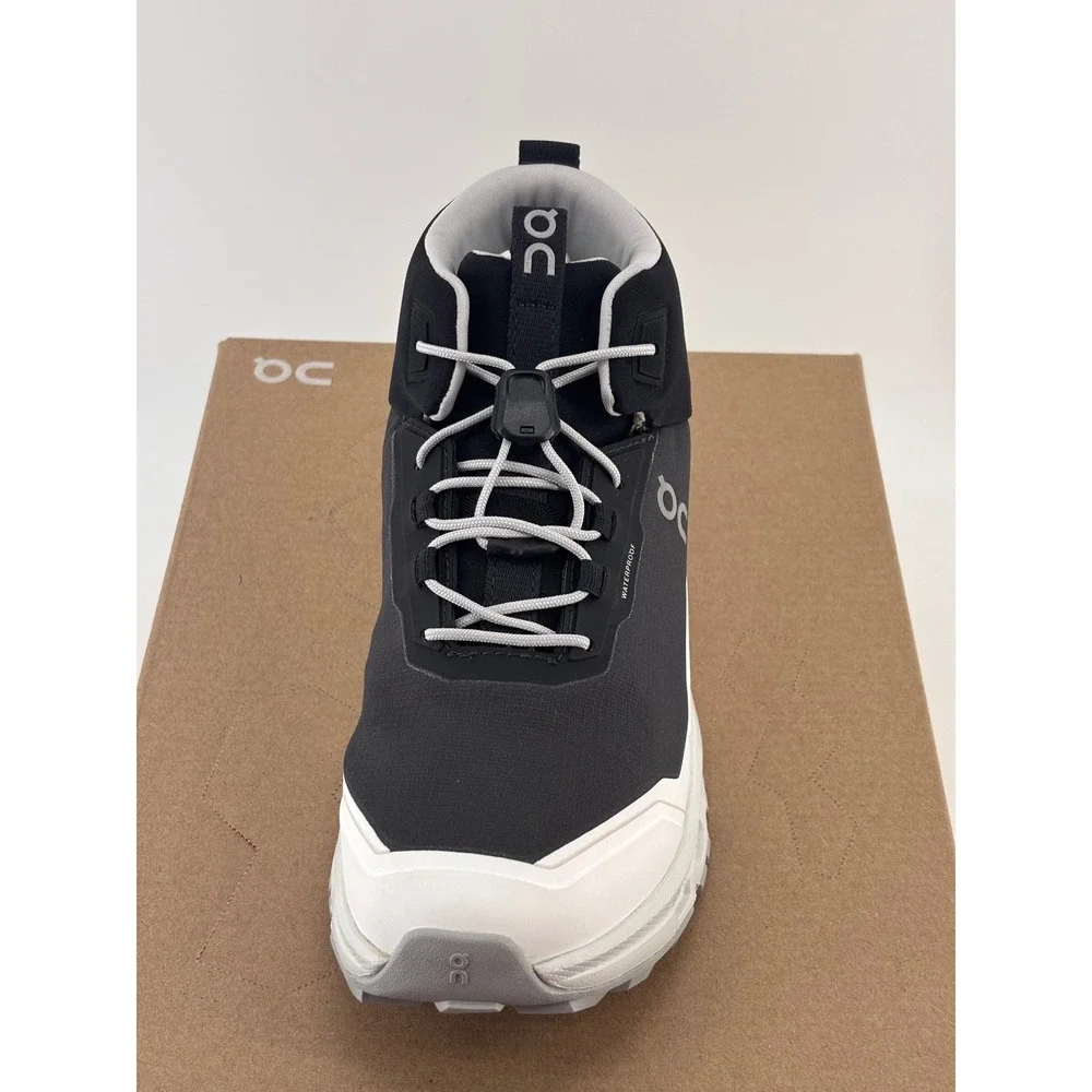 On Cloudhero Mid Waterproof Kids 3.5Y Black White Trail Hiking Shoes New